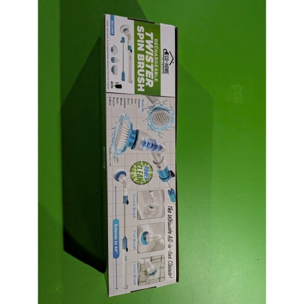 Eco+Home Rechargeable Twister Spin Scrubber w/ 3 Heads & 44" Extension Pole NIB‎